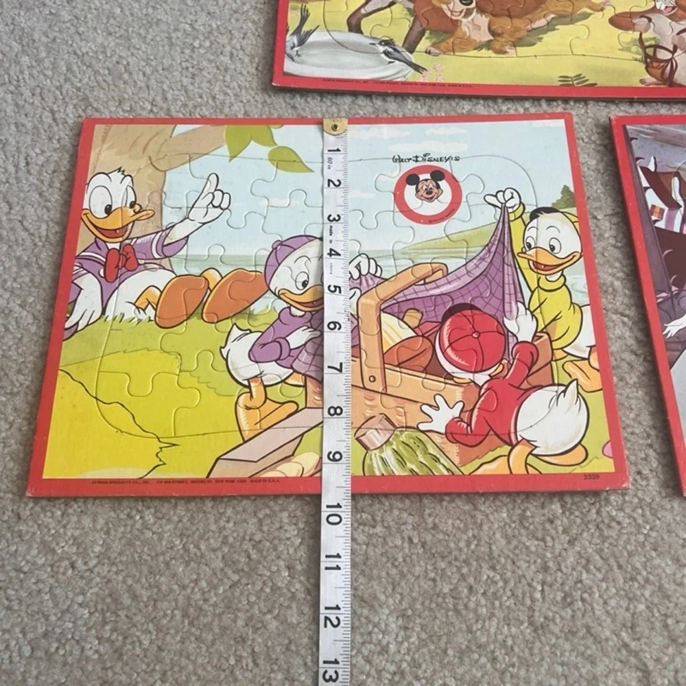 Vintage Walt Disney Framed Tray Puzzle‎ Lot of 3 Lady Cinderella Donald Duck